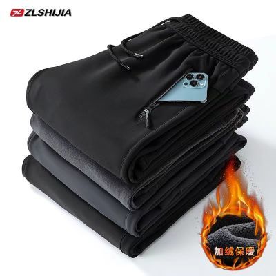 冬季保暖新款防风防水加绒高弹面料高档加厚男士休闲弹力软壳裤