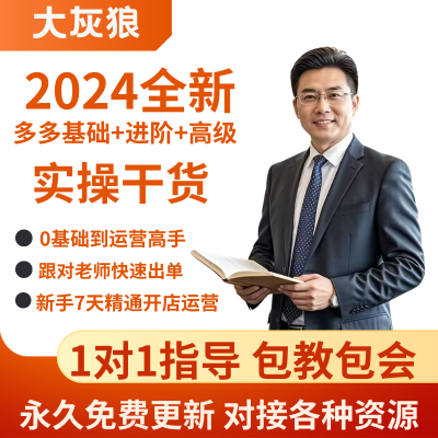 2024多多开店运营教程1对1零0基础pdd虚拟视频课程新手