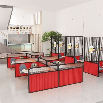 餐厅卡座矮隔断火锅烧烤店过道围栏铁艺长虹玻璃奶茶店半墙矮屏风