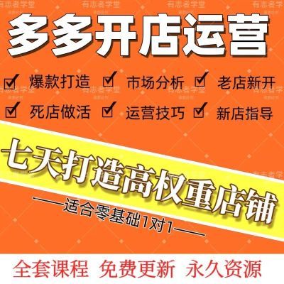 2024多多开店运营教程1对1新手怎样开网店零0基础pdd运