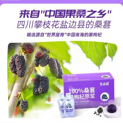 宝桑园NFC100%桑椹黑枸杞原浆30ml*7袋*1盒桑葚胡