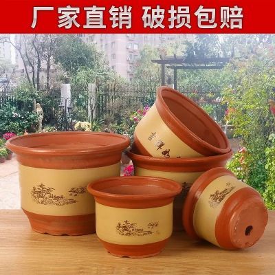 花盆紫砂陶瓷特价砂盆清仓种植绿植陶土粗陶花盆送托盘垫片肥料