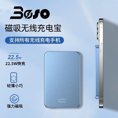 Boso(德国)磁吸无线充电宝超轻薄有线二合一背夹式快充移动电源