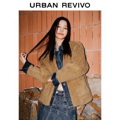 百亿补贴：UR女装时髦宽松复古拼接毛绒保暖牛仔外套UWL830076 149元