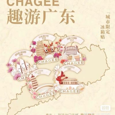 霸王茶姬广东城市冰箱贴九个地区正品代购全新(盲袋拆封发出)