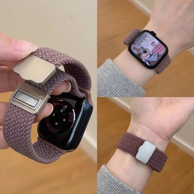 尼龙回环凸字磁吸扣适用苹果AppleWatch89透气iwa