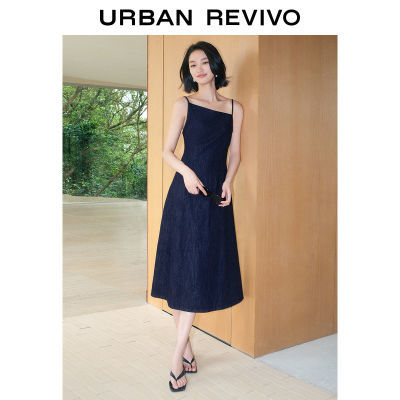 百亿补贴：UR女装设计感斜肩领吊带牛仔连衣裙UWG840189 118元