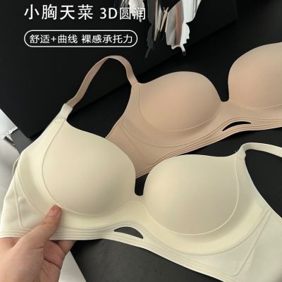 小胸天菜线条立体3D杯文胸聚拢上托简约光面显大防下垂收副乳内衣