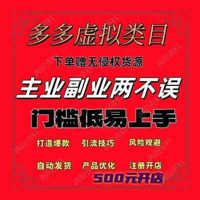 2024多多开店教程虚拟运营教程零基础新手入门无货源一对一教