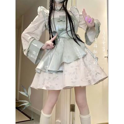 原创设计竹杳lolita少女中式改良旗袍连衣裙汉服OP洛丽塔