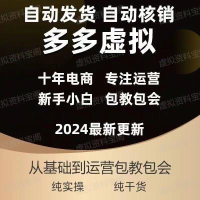 2024 多多虚拟运营店最新教程小白新手专业在线指导陪跑落地实操