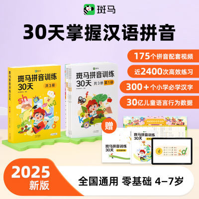 4-5岁幼小衔接必备斑马拼音训练30天赠拼音挂图测试卷47节口型课