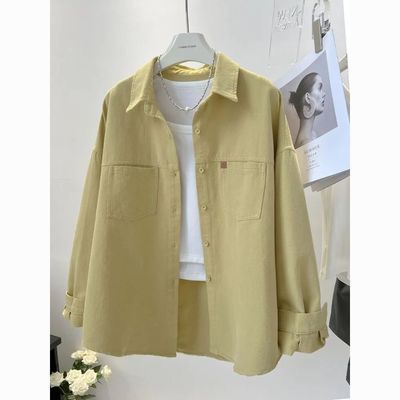 衬衫女外套春秋装新款韩版口袋宽松显瘦小个子长袖开衫上衣衬衣女