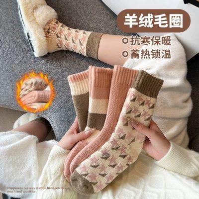 厚袜子女中筒袜外穿潮网红款秋冬加厚加绒女生保暖毛圈长袜冬季潮