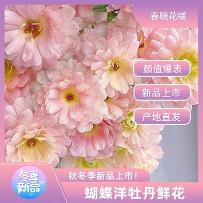 三文鱼蝴蝶洋牡丹鲜花自带珠光高级鲜花水养办公室客厅新款