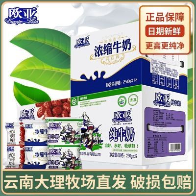 【两箱太划算啦/九月产云南直发】云南欧亚纯牛奶250g新鲜袋装奶