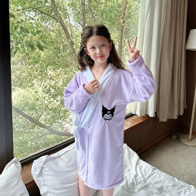 男女儿童浴袍长袖长款吸水可穿浴裙卡通浴巾洗澡全身绑带方便穿脱