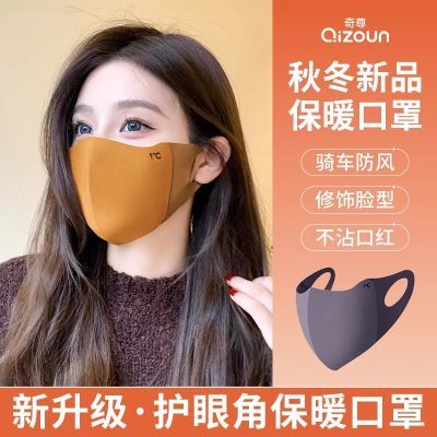 2024新款美拉德女高颜值口罩秋冬海绵3D保暖防寒V脸厚男女可水洗