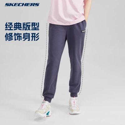 Skechers凯奇运动裤女款户外跑步舒适针织长裤宽松休闲束