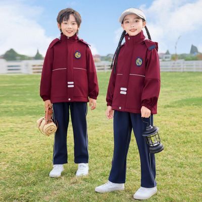 儿童校服英伦风加绒冲锋衣园服班服中女童小学生运动会冬装全套装