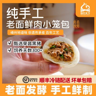 包行天下嵊州老面小笼包手工鲜肉包子加热速食半成品健康早餐面点