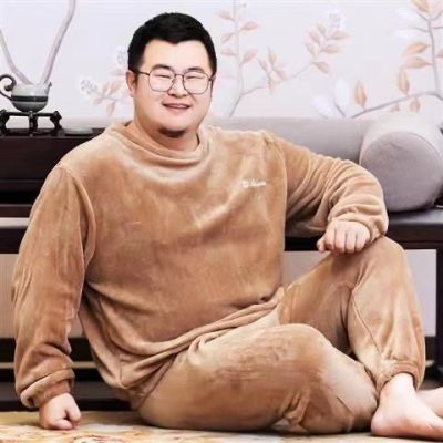 男士加肥加大睡衣秋冬款套装加厚珊瑚绒加胖子家居服洋气长裤保暖