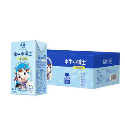 认养水牛小博士纯牛奶125ml*24盒整箱礼盒成长早餐奶