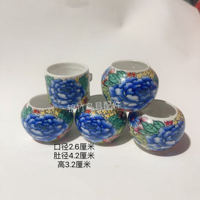 万花食碗红子黄雀靛颏红子笼贝子笼鸟食盒贴画5件套鸟陶瓷食罐