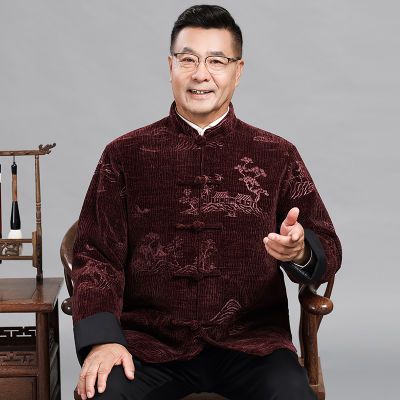 唐装冬季中老年加厚爸爸中老年人套装棉袄衣服老人爷爷生日外套