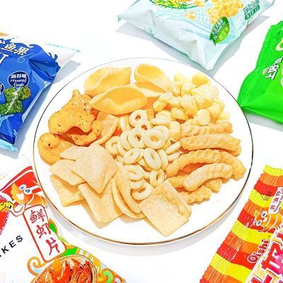 【特价40包随机口味】上好佳鲜虾片虾条薯片洋葱圈零食大礼包小