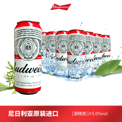 进口原装Budweiser百/威啤酒500ML特价12听