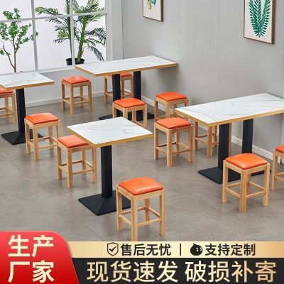 快餐桌椅实木小方凳子小吃面馆早餐餐饮奶茶甜品店沙县店桌椅组合