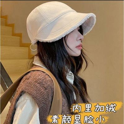 女款鸭舌帽时尚百搭羊羔绒加厚防寒保暖升级版加绒宽檐显脸小冬帽