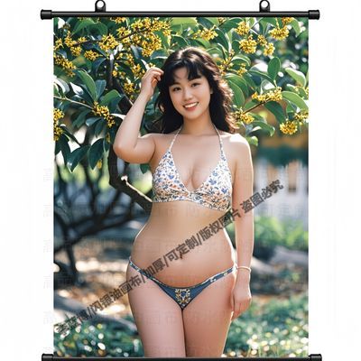 桂花树下的复古风美女挂画客厅玄关装饰挂画公司商铺墙面防水挂画