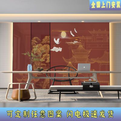 中式墙布阁楼3d立体山水壁画酒店壁纸电视背景墙茶室展厅壁布墙