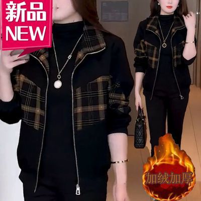 格子外套女秋冬新款加绒百搭时尚短款显瘦休闲减龄小个子上衣女装