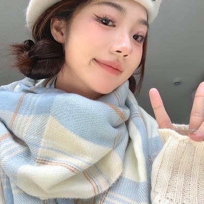 【原创】“海盐百利甜”百搭日系2026新款格子秋冬保暖小众围巾女