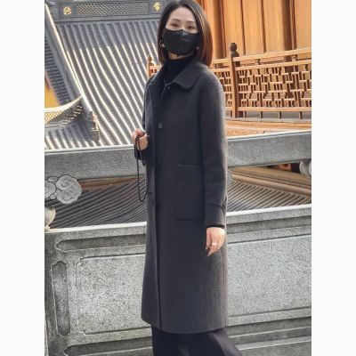 简约高档时尚毛呢外套女2024秋冬新款妈妈装单排扣长款呢子大