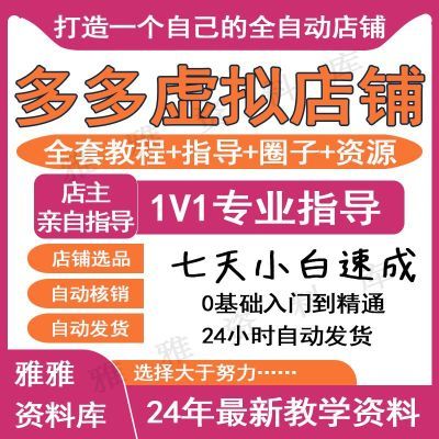 全新玩法多多虚拟运营课程0基础新手入门老师亲自指导视频课程