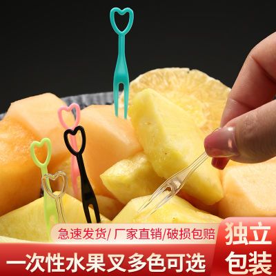 水果一次性叉子塑料加厚独立包装透明家用蛋糕商用KTV批发
