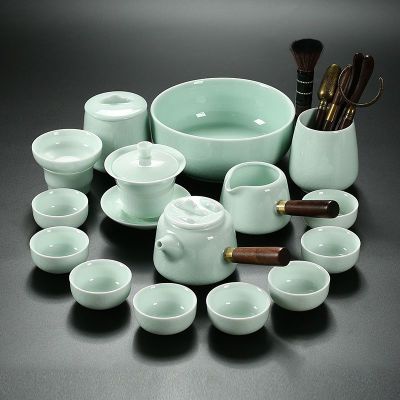 哥窑茶具套装家用高档办公会客轻奢茶壶中式整套陶瓷茶杯功夫泡茶