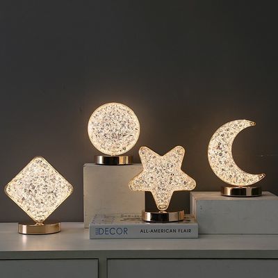 浪漫月亮星星小夜灯现代书房卧室床头灯充电式小夜灯睡眠夜用台灯