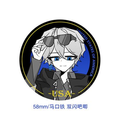 国拟CH瓷美俄英法南双闪吧唧徽章背包挂件马口铁58MM