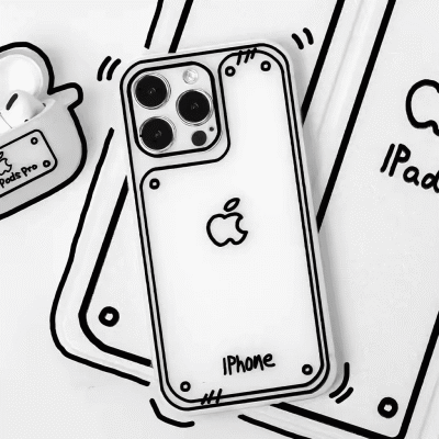 线条手绘适用于苹果15PROMAX手机壳iPhone14大孔13磨砂12软xs简约