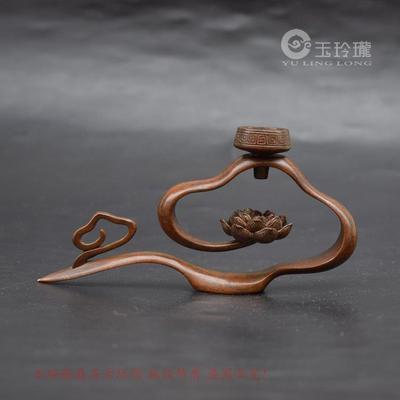 精工铜艺祥云莲花茶道铜宠倒流香具小摆件复古铜雕古玩铜器小铜雕