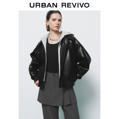 百亿补贴：UR2024秋冬新款女装美式机车拼接假两件连帽棉服UYY140038 389元