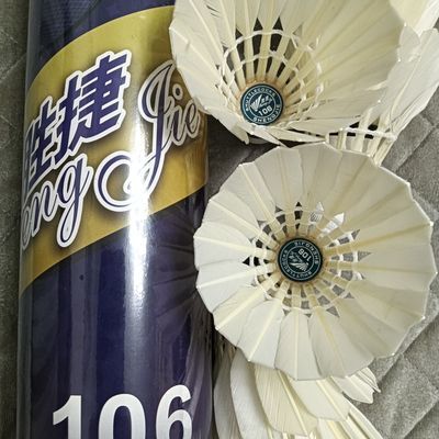 正品胜捷106羽毛球防风稳定耐打12只装训练娱乐比赛软木球头