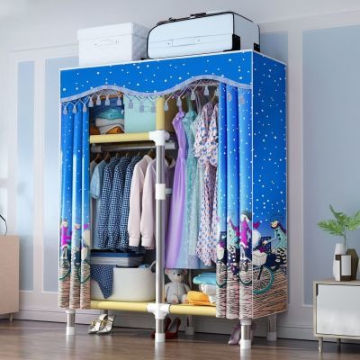 简易布衣柜钢管加粗加固家用卧室组装衣橱收纳架衣柜出租房