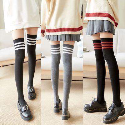 【2双装】秋冬过膝袜长筒长袜子女学生中高筒袜学院风防滑大腿袜优惠券