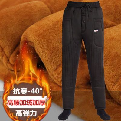驼绒棉裤男士中老年加绒加厚保暖裤爸爸爷爷高腰宽松东北冬季棉裤